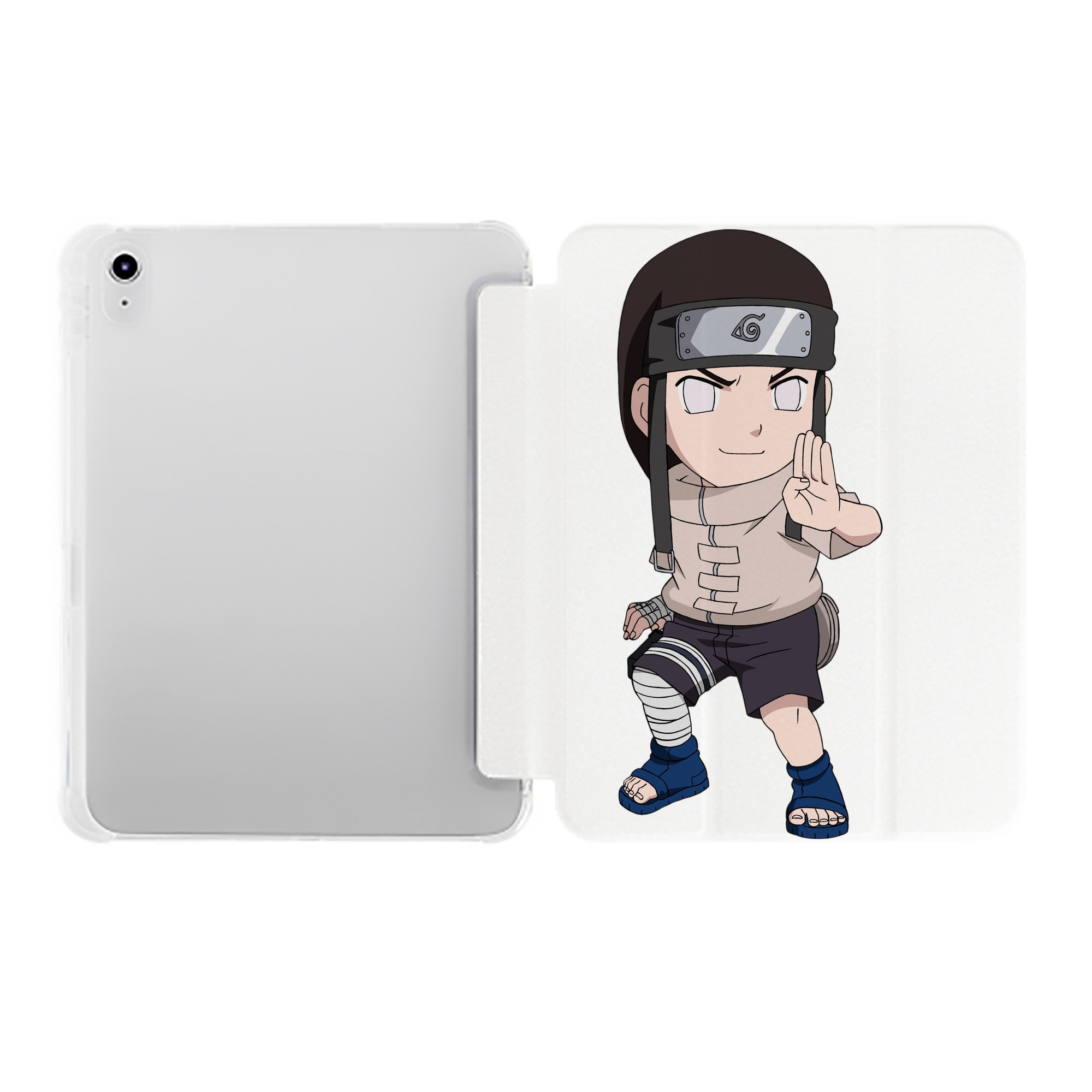 （画像用） NARUTO -ナルト- 日向ネジ Hyūga Neji IPad ケース ペン収納付き 三つ折りスタンド PUレザー×シリコン 対応機種9.5/10.5/10.9インチ